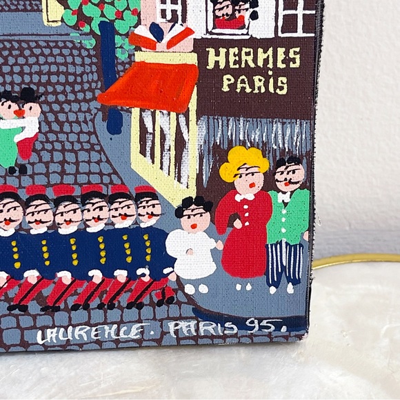 Parisian Hand-painted Folkart Hermes L’arc de Triomphe Laurence 95’ Small - Picture 3 of 13